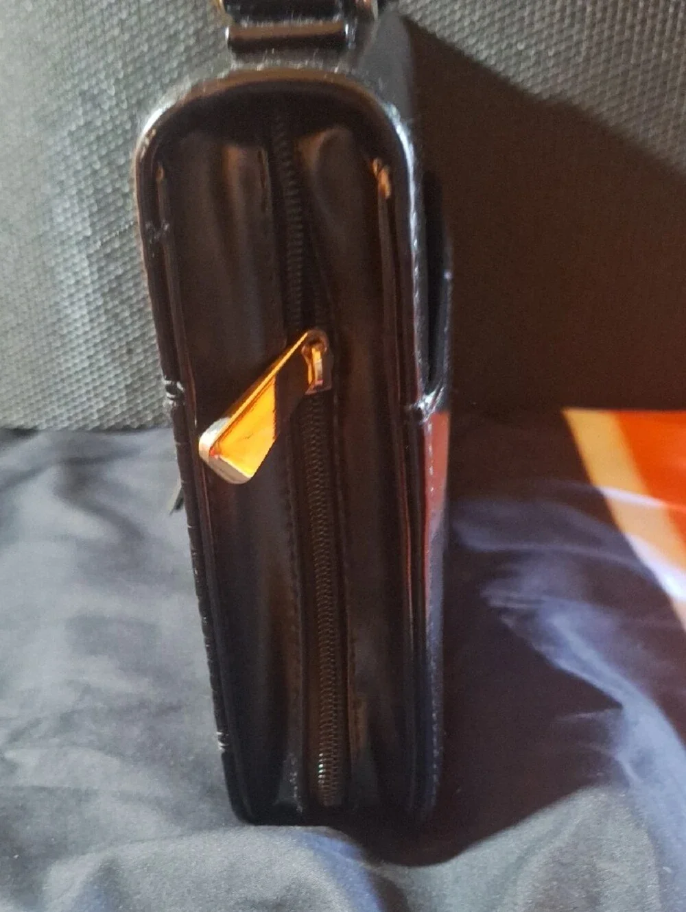 Black Women's Croc-Embossed Leather Bible Case